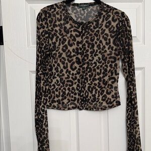 Wild Fable Animal Print Long Sleeve Crop Top